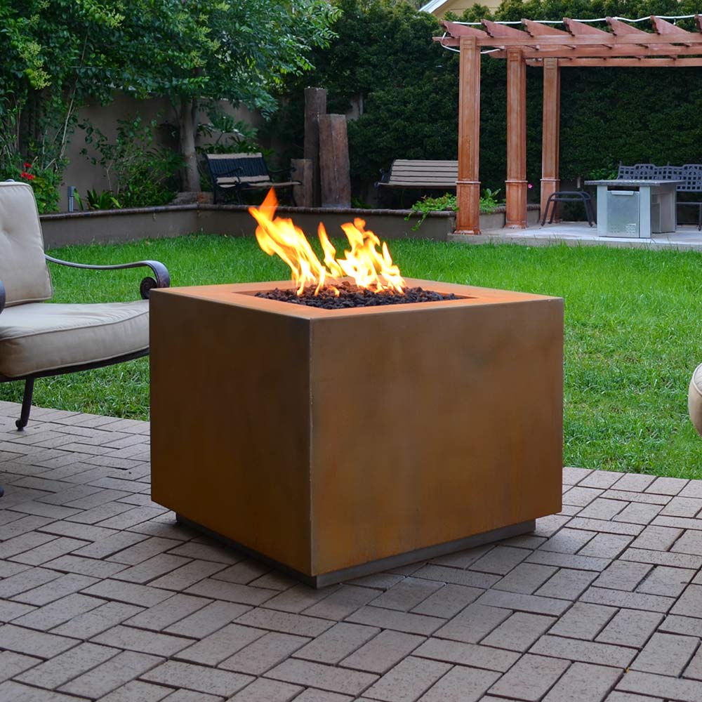 TOP Fires by The Outdoor Plus Forma 60x60-Inch Square Corten Steel Gas Fire Pit