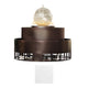 Round powder-coated steel gas fire & water bowl, dark finish, glass top sphere.