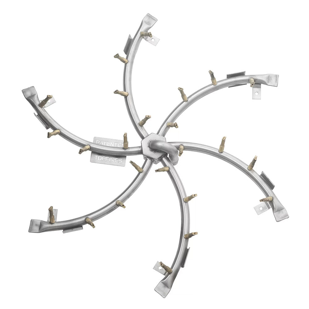 Triple gas fire pit burner, stainless steel circular manifold with spaced ports