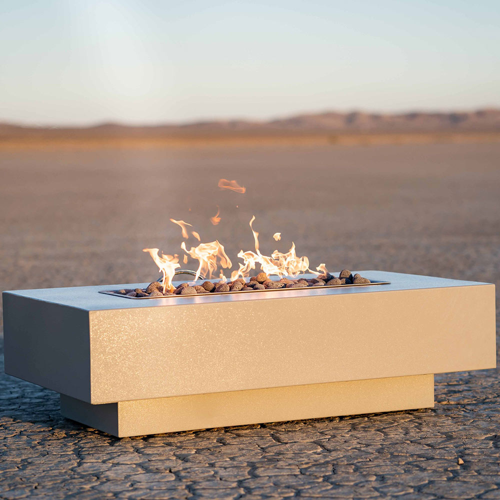 TOP Fires by The Outdoor Plus Coronado 108x28-Inch Linear Powder Coated Steel Gas Fire Pit