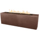 Bronze speckled linear gas fire pit with burner tray and flames