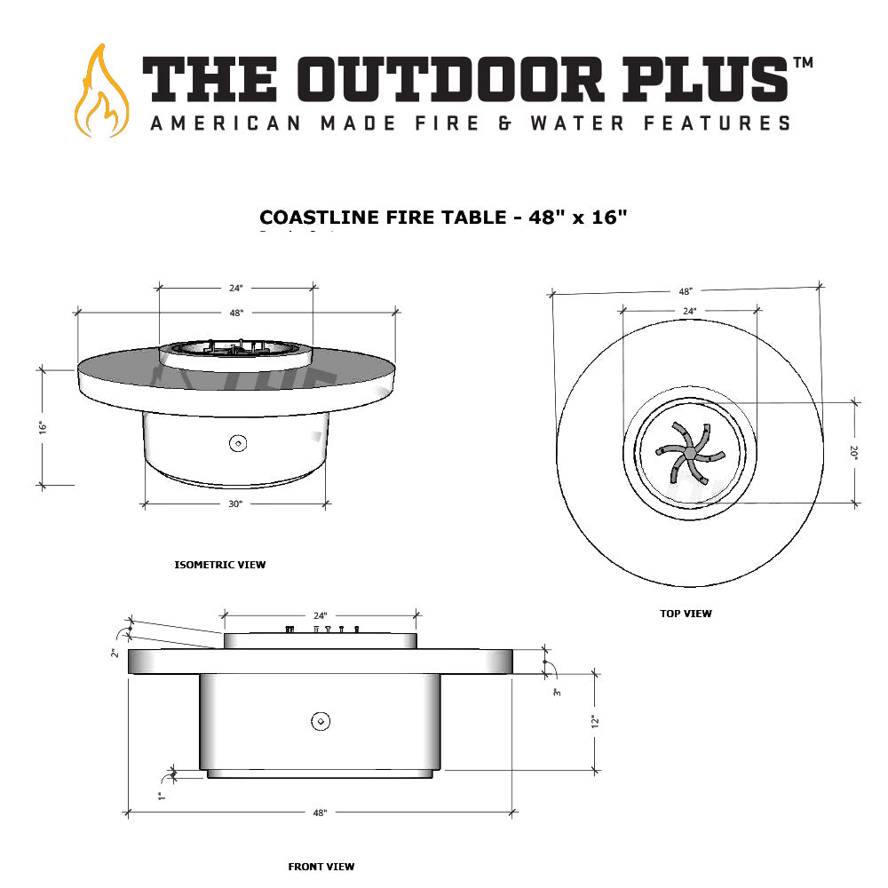 The Outdoor Plus Coastline Round Powder Coated Steel Gas Fire Table
