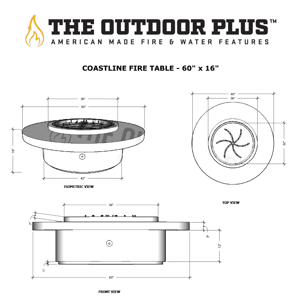 The Outdoor Plus Coastline Round Powder Coated Steel Gas Fire Table