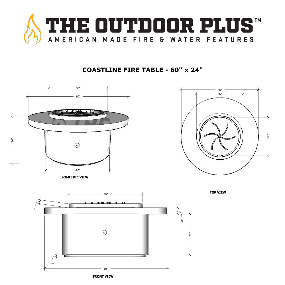 The Outdoor Plus Coastline Round Powder Coated Steel Gas Fire Table