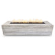 96-inch outdoor fire pit with light gray wood-grain concrete finish and open top