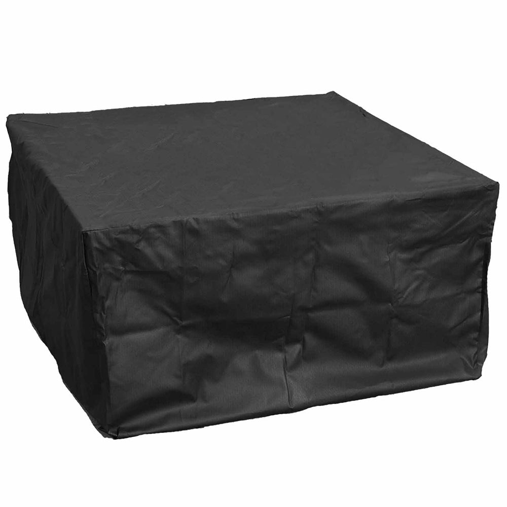 Square canvas fire pit cover, dark fabric, 24x24 in