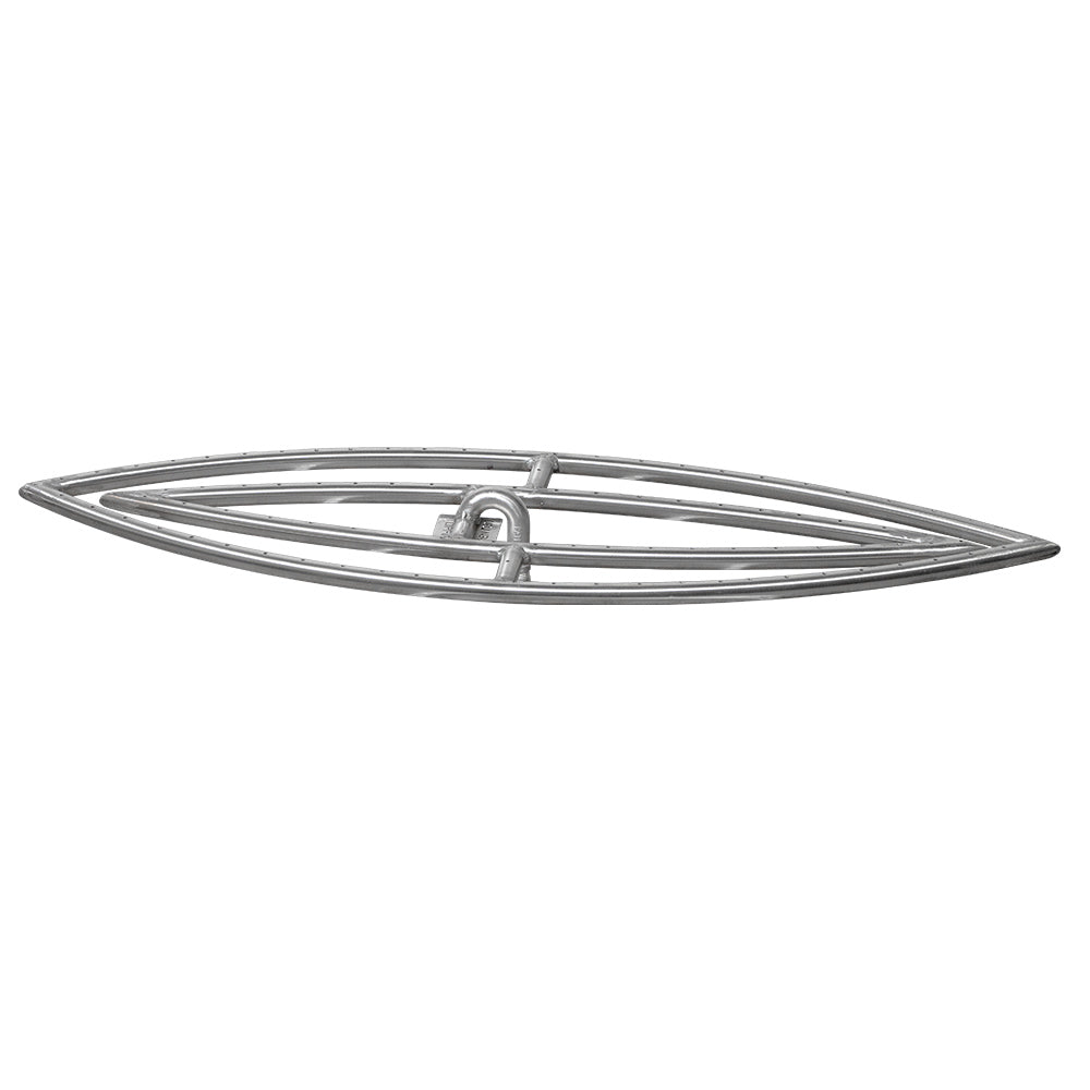 Stainless steel fish-eye gas fire pit burner with circular grate and center cap