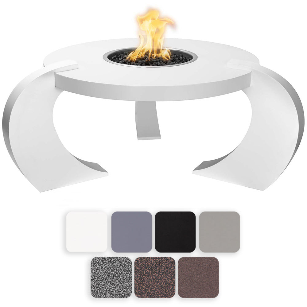 TOP Fires by The Outdoor Plus Frisco Round Powder Coated Steel Match Light Gas Fire Table