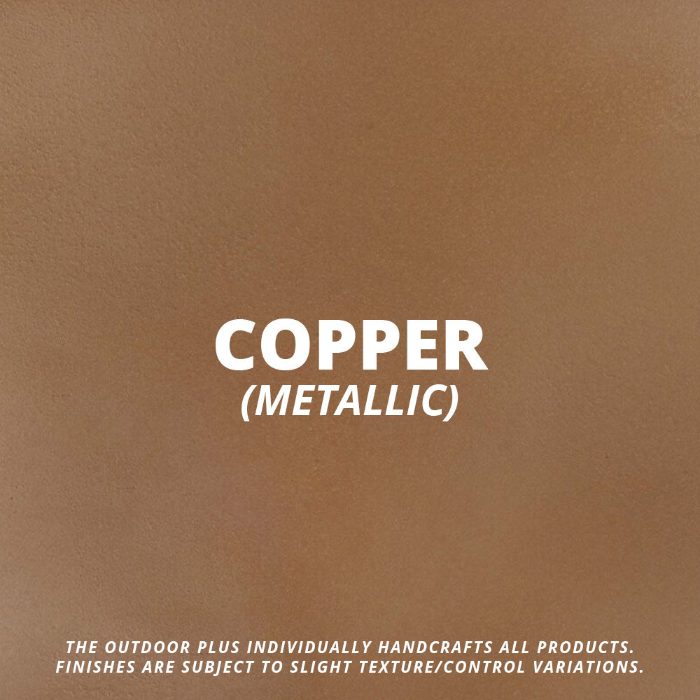 Metallic Copper finish label for square concrete gas fire pit