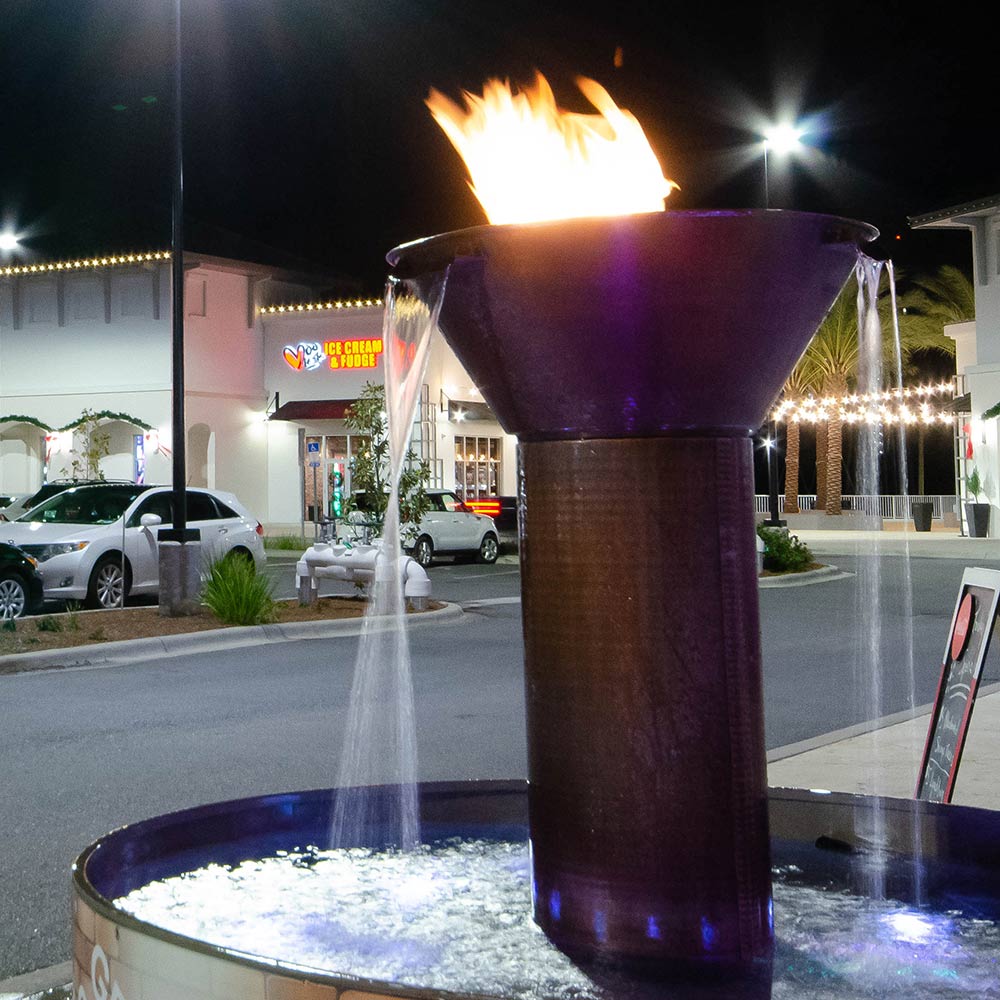 TOP Fires by The Outdoor Plus Olympian Round Copper 3-Way Fire and Water Bowl