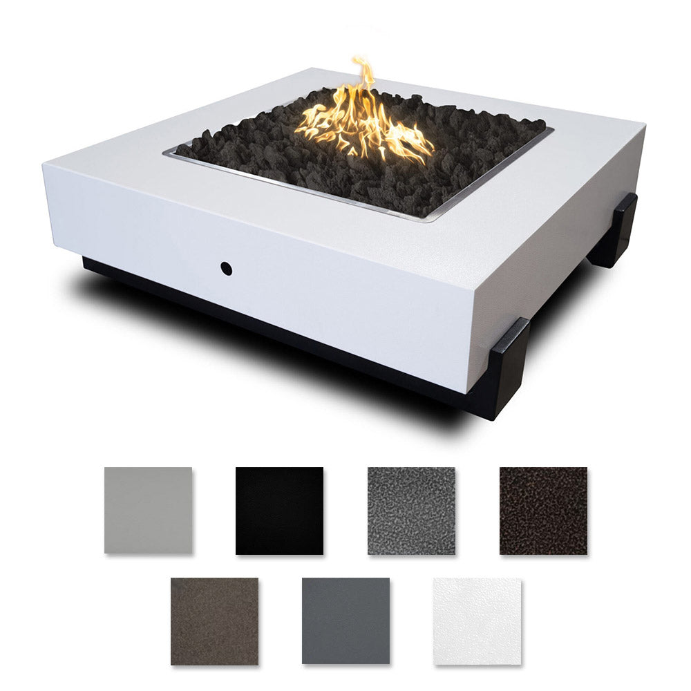 The Outdoor Plus Seal Rock Square Powder Coated Steel Gas Fire Pit