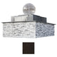 Gray stone-texture square gas fire & water bowl with round silver sphere centerpiece