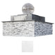 Outdoor gas fire and water bowl with light gray stone surround and silver dome cap