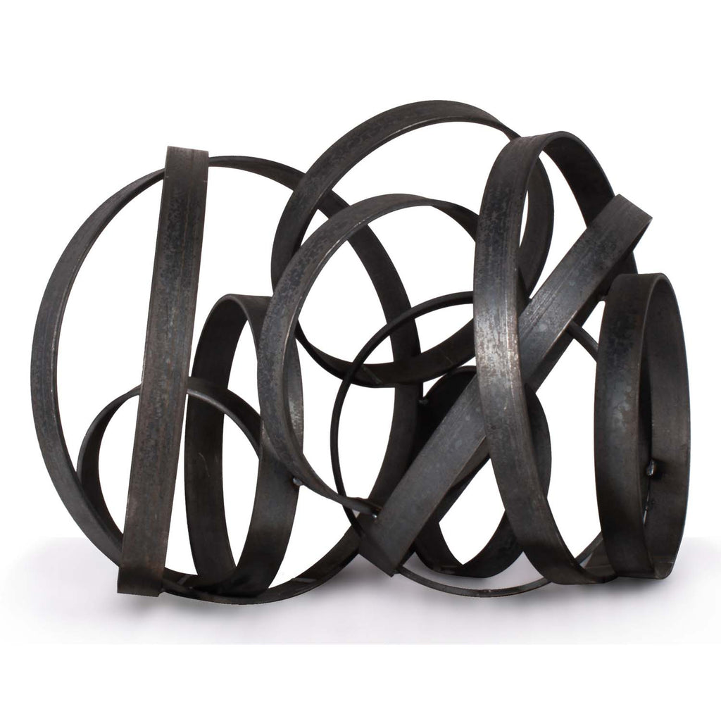 Mild steel fire pit hoops with dark finish, curved ring sections