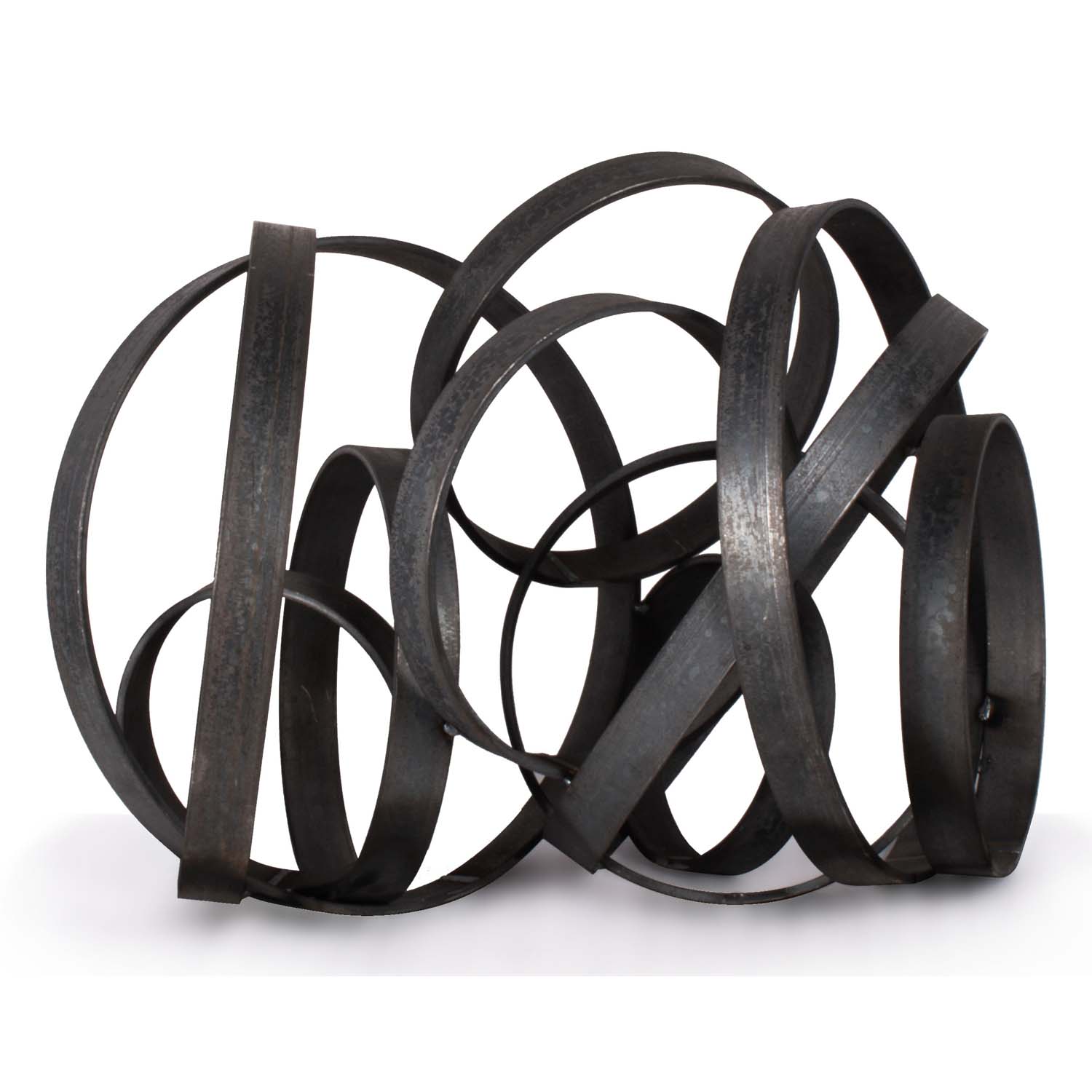 Mild steel fire pit hoops with dark finish, curved ring sections