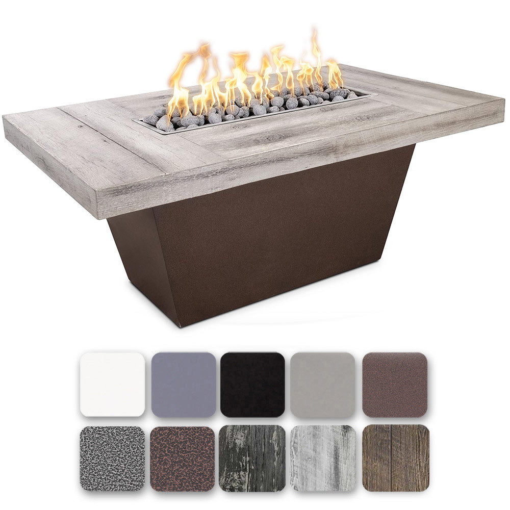 TOP Fires by The Outdoor Plus Tacoma 48-Inch Linear Wood Grain Concrete and Steel Gas Fire Pit