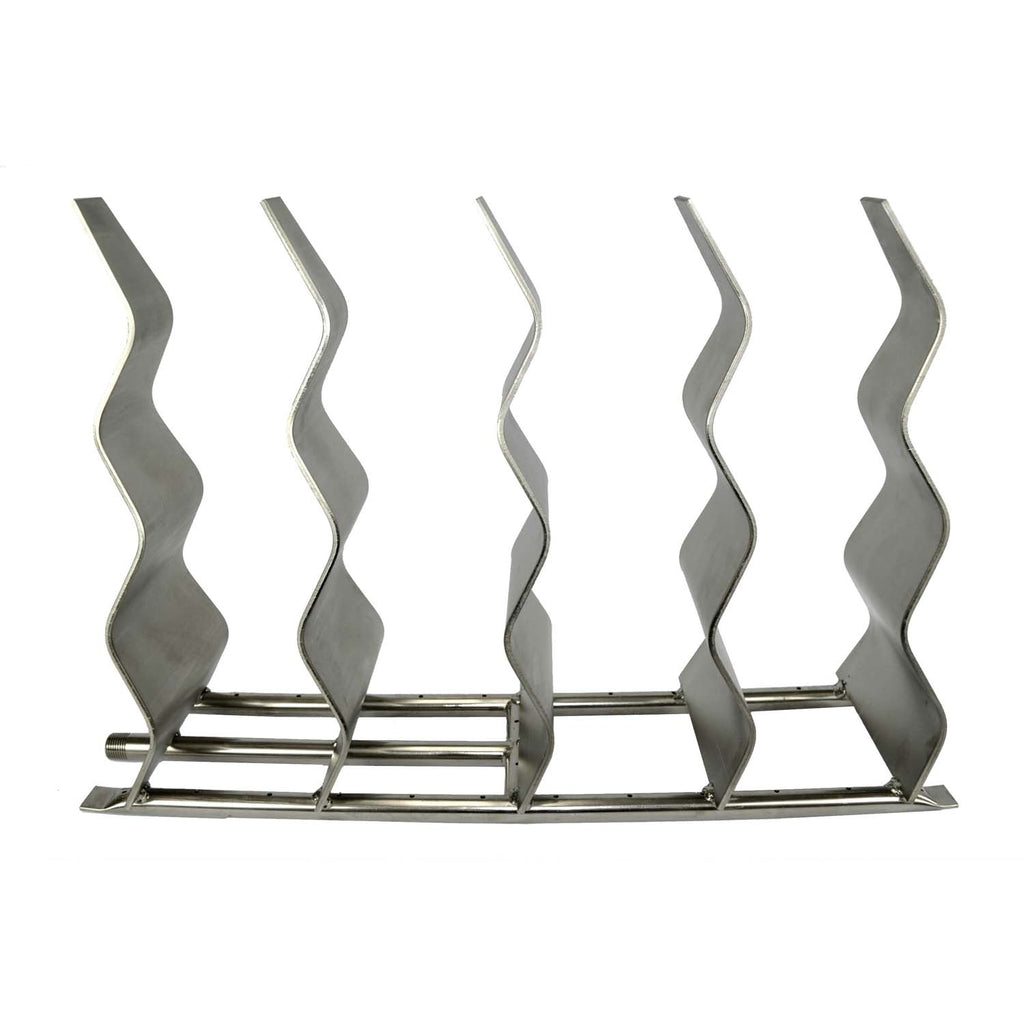 Stainless steel wave gas fireplace burner with five curved flame channels