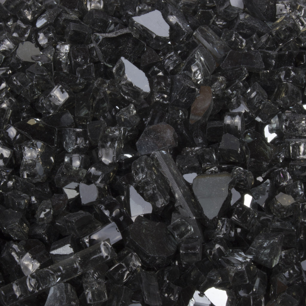 Black reflective fire glass pieces, 1/4-inch