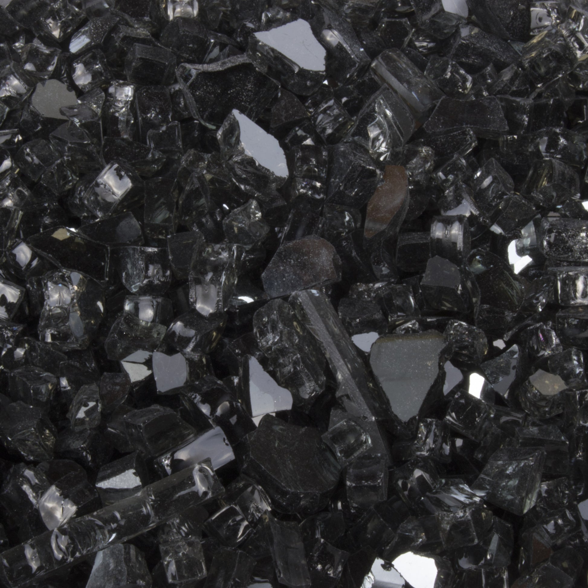 Black reflective fire glass pieces, 1/4-inch