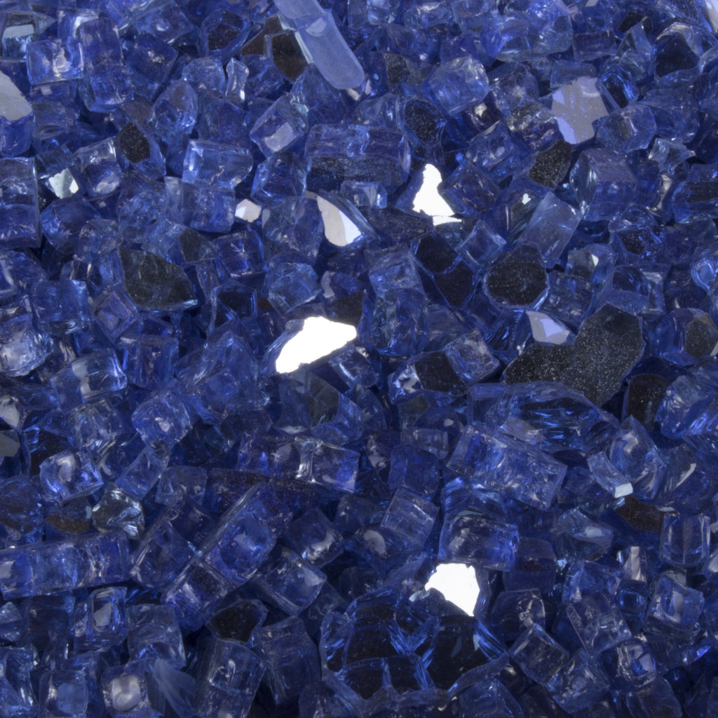 Cobalt reflective fire glass, 1/4-inch blue glass shards