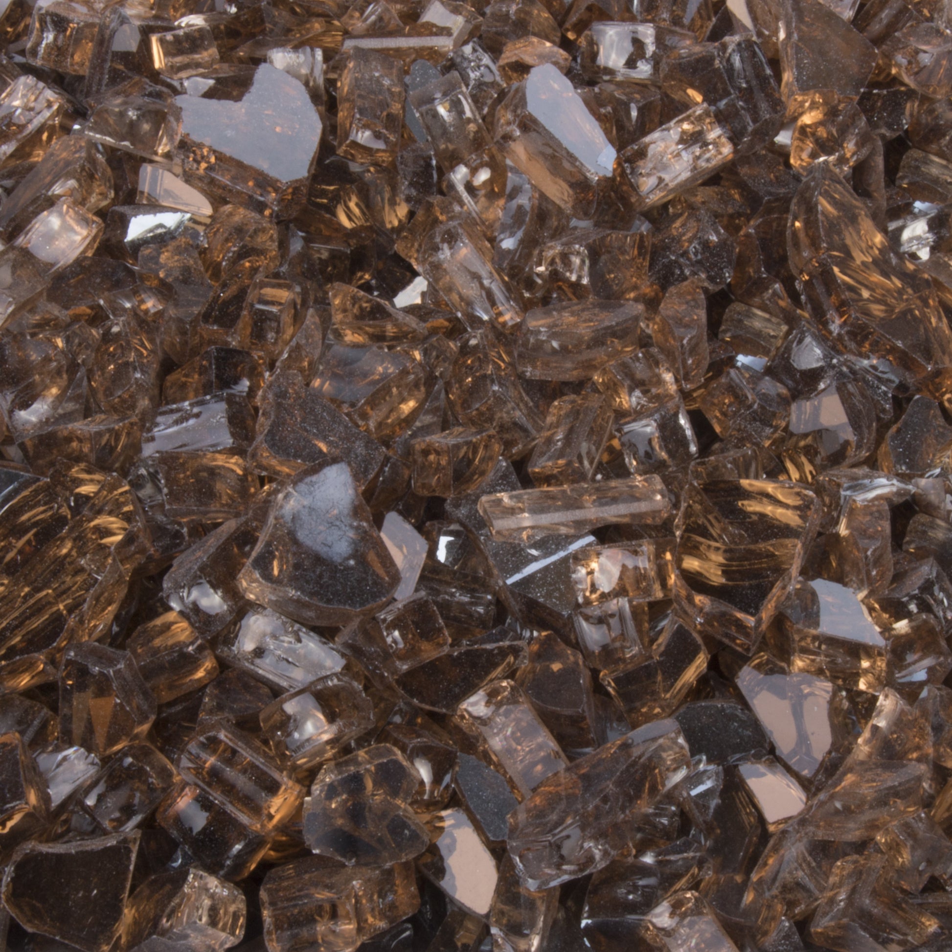 Copper reflective fire glass chunks, 1/4-inch, reflective brown and clear pieces
