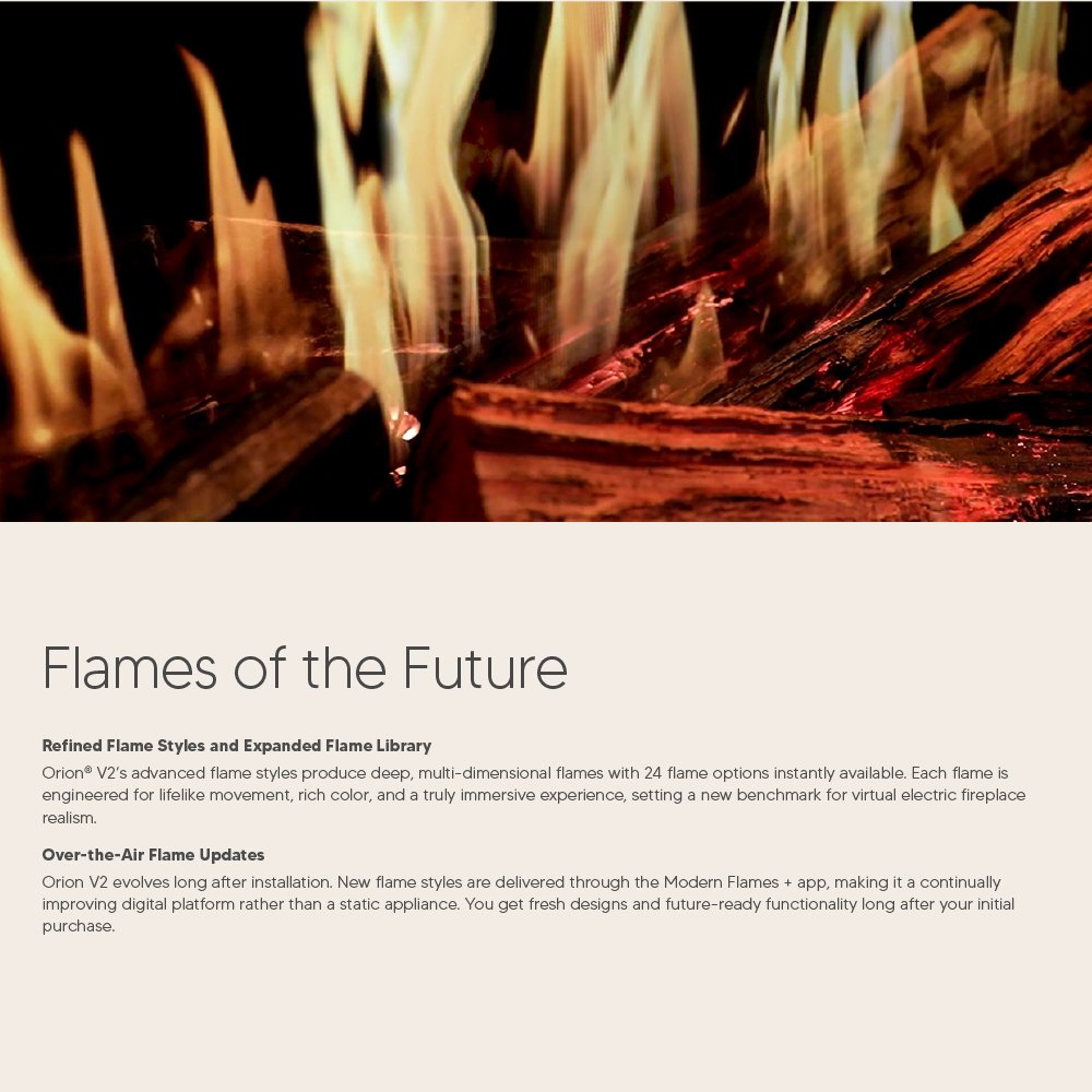 Close-up of electric fireplace flames with a glowing log-style wood bed