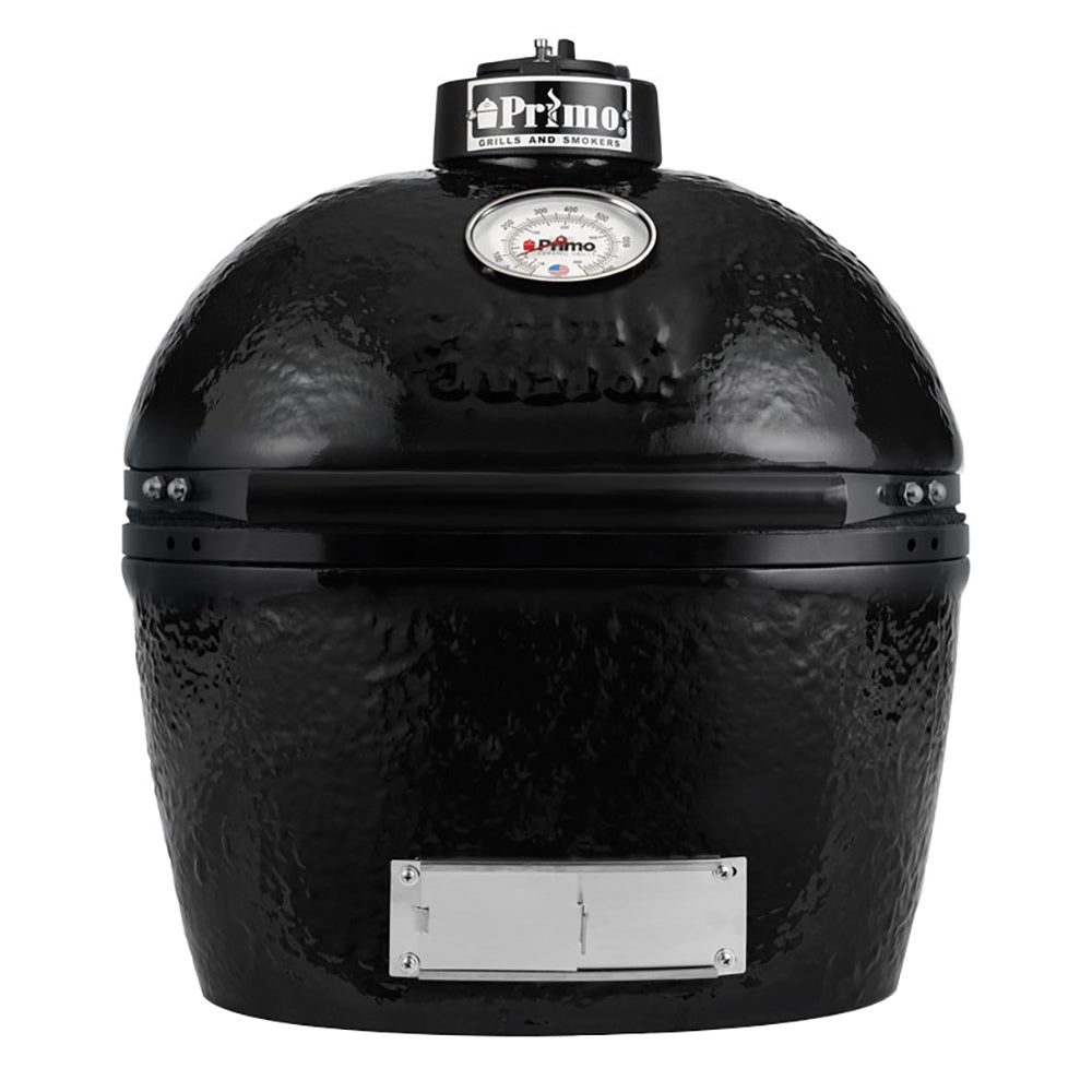 Junior oval kamado grill head with charcoal ceramic dome and top control cap