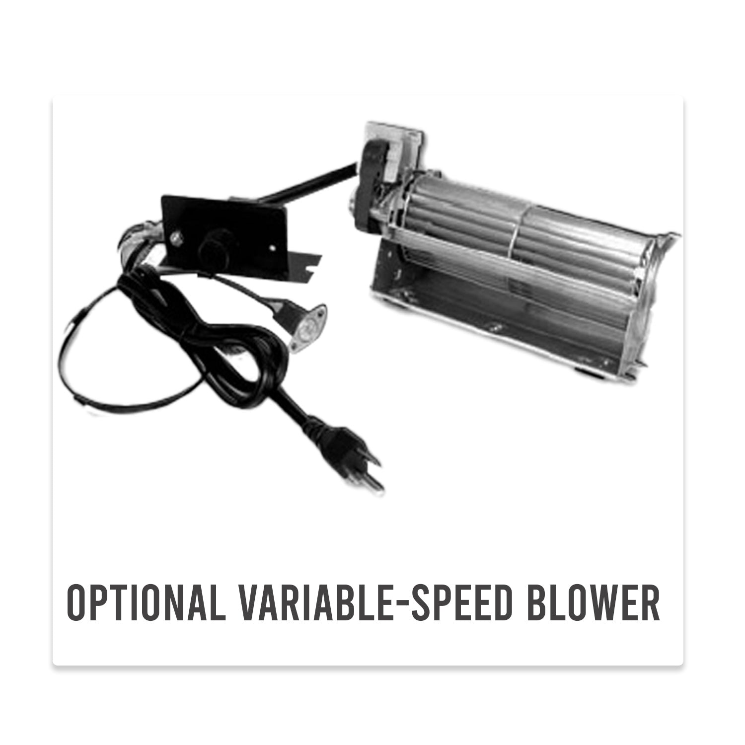 Optional variable-speed blower for a direct-vent linear fireplace