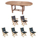 Royal Teak Collection P10 7-Piece Teak Patio Dining Set with 60/78-Inch Oval Expansion Table & Sailmate Sling Folding Chairs