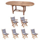 Royal Teak Collection P10 7-Piece Teak Patio Dining Set with 60/78-Inch Oval Expansion Table & Sailmate Sling Folding Chairs