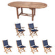 Royal Teak Collection P10 7-Piece Teak Patio Dining Set with 60/78-Inch Oval Expansion Table & Sailmate Sling Folding Chairs
