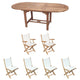 Royal Teak Collection P10 7-Piece Teak Patio Dining Set with 60/78-Inch Oval Expansion Table & Sailmate Sling Folding Chairs