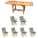 Royal Teak Collection P11 7-Piece Teak Patio Dining Set with 60/78-Inch Rectangular Expansion Table & Sailmate Sling Folding Chairs