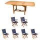 Royal Teak Collection P11 7-Piece Teak Patio Dining Set with 60/78-Inch Rectangular Expansion Table & Sailmate Sling Folding Chairs