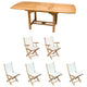 Royal Teak Collection P11 7-Piece Teak Patio Dining Set with 60/78-Inch Rectangular Expansion Table & Sailmate Sling Folding Chairs