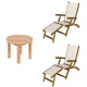 Royal Teak Collection P140 3-Piece Teak Patio Conversation Set with Sling Steamer Loungers & 20-Inch Round Side Table