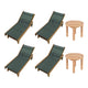 Royal Teak Collection P145 6-Piece Teak Patio Conversation Set with Sling Sundaze Loungers & 20-Inch Round Side Tables