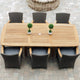 Royal Teak Collection P6 7-Piece Teak Patio Dining Set with 72/96x39-Inch Rectangular Expansion Table & Helena Full-Weave Wicker Chairs