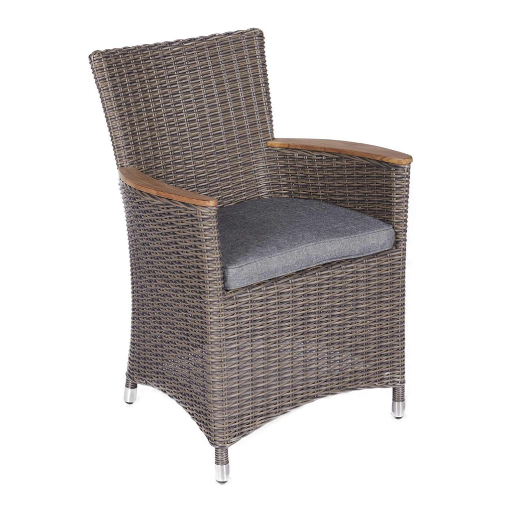 Royal Teak Collection P6 7-Piece Teak Patio Dining Set with 72/96x39-Inch Rectangular Expansion Table & Helena Full-Weave Wicker Chairs