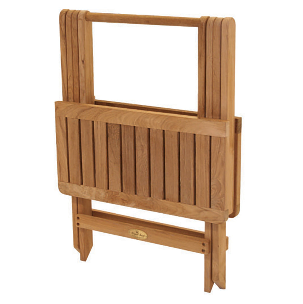 Royal Teak Collection P79 5-Piece Teak Patio Conversation Set with 20x20-Inch Square Folding Picnic Table, Florida Sling Reclining Chairs & Footrests