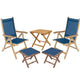 Royal Teak Collection P79 5-Piece Teak Patio Conversation Set with 20x20-Inch Square Folding Picnic Table, Florida Sling Reclining Chairs & Footrests