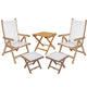 Royal Teak Collection P79 5-Piece Teak Patio Conversation Set with 20x20-Inch Square Folding Picnic Table, Florida Sling Reclining Chairs & Footrests