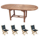 Royal Teak Collection P7 5-Piece Teak Patio Dining Set with 60/78-Inch Oval Expansion Table & Sailmate Sling Folding Side Chairs