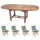 Royal Teak Collection P7 5-Piece Teak Patio Dining Set with 60/78-Inch Oval Expansion Table & Sailmate Sling Folding Side Chairs