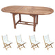 Royal Teak Collection P7 5-Piece Teak Patio Dining Set with 60/78-Inch Oval Expansion Table & Sailmate Sling Folding Side Chairs