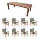 Royal Teak Collection P87 9-Piece Teak Patio Dining Set with 96x44-Inch Rectangular Table & Captiva Sling Stacking Chairs