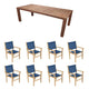 Royal Teak Collection P87 9-Piece Teak Patio Dining Set with 96x44-Inch Rectangular Table & Captiva Sling Stacking Chairs