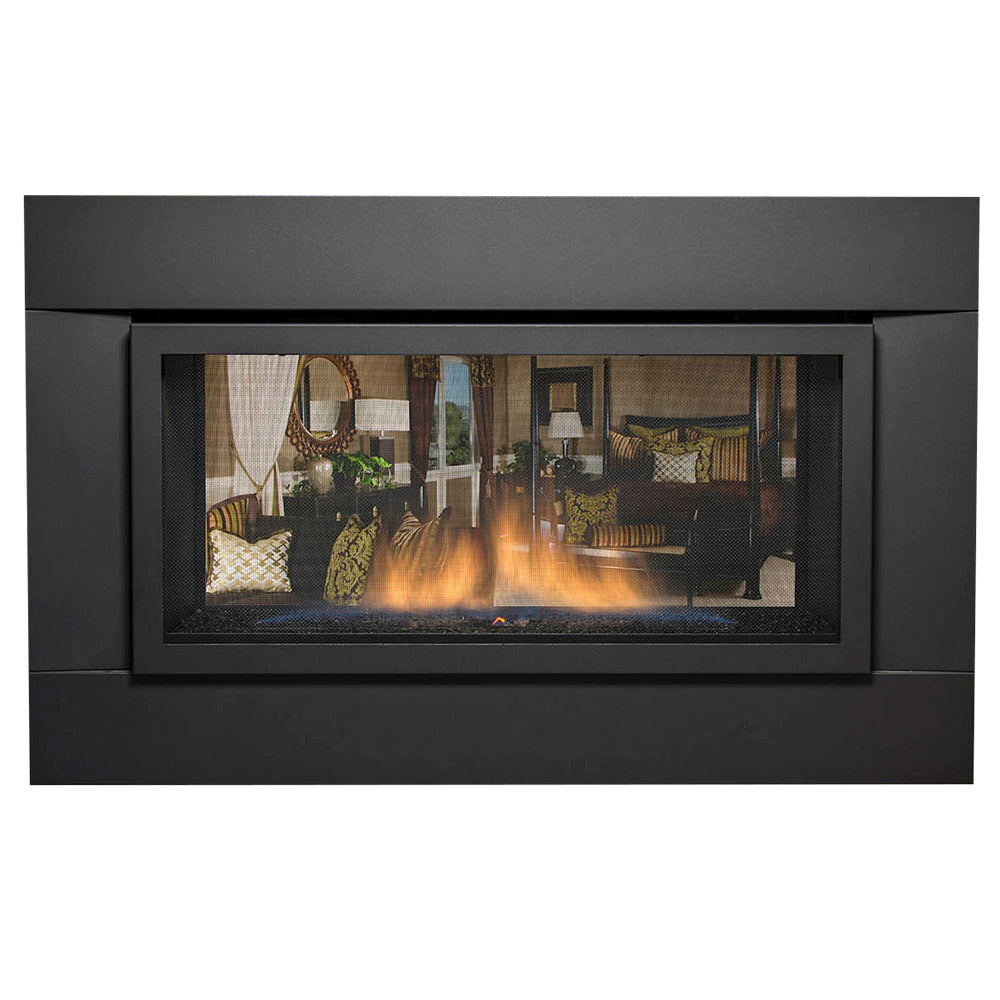 Sierra Flame PALISADE-36-DELUXE 36-Inch Palisade Deluxe Direct Vent See-Through Built-In Gas Fireplace with Fireglass and Rock Media