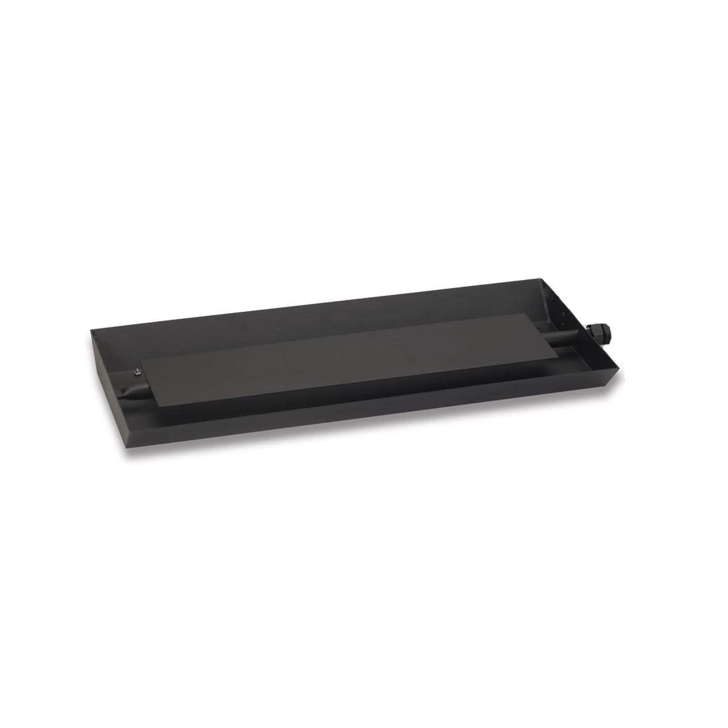 Vented glass burner kit with matte black burner tray for fireplace installation