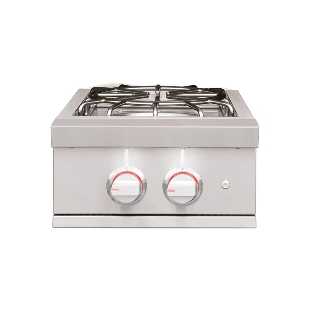 Built-in gas power burner with two front control knobs and stainless panel